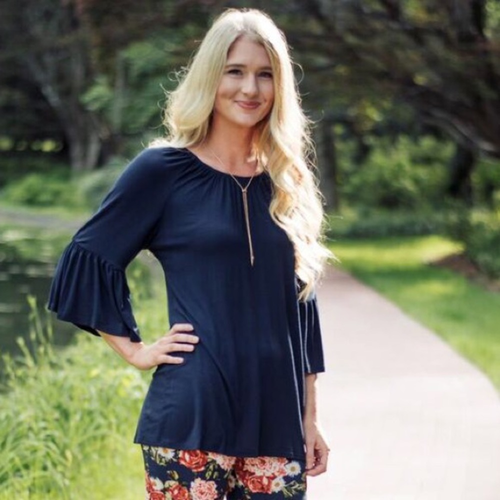 Made in USA soft ✨ Navy Bell Sleeve Tunic Top
